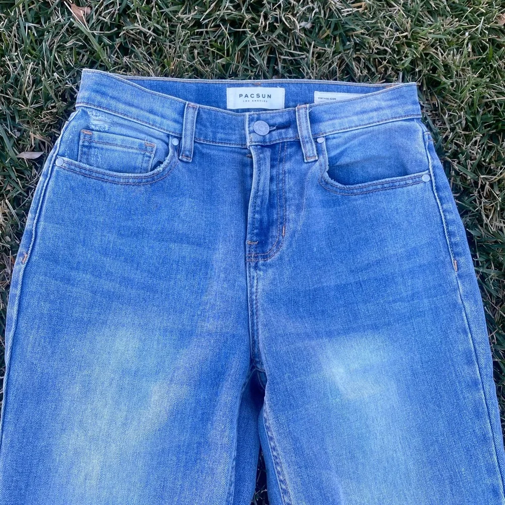 Pacsun Vintage Icon Distressed Light Wash Mom Jeans Denim Ripped Straight leg